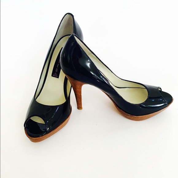 Steven Madden Black Patent Leather Peep Toe Shoes - Picture 6 of 6